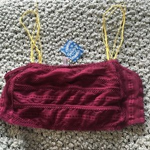 Free People Lace raspberry longline Bralette